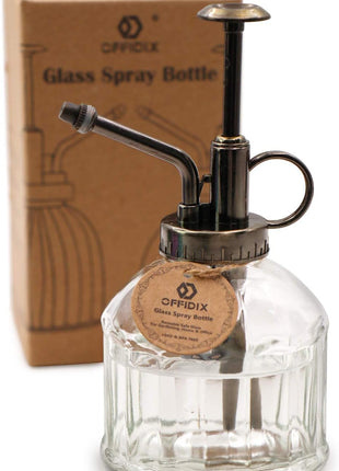 Transparent Glass Watering Spray Bottle,Plant Mister with Plastic Bronze Plastic Top Pump, Glass Small Watering Can for Indoor Potted Plant, Outdoor Indoor Garden, Plants, Cleaning Solutions