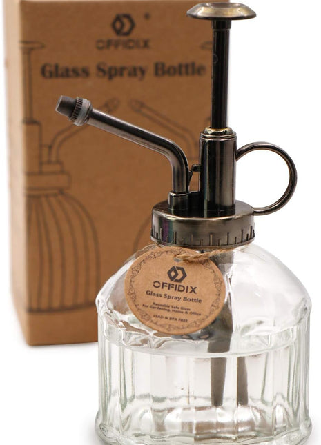 Transparent Glass Watering Spray Bottle,Plant Mister with Plastic Bronze Plastic Top Pump, Glass Small Watering Can for Indoor Potted Plant, Outdoor Indoor Garden, Plants, Cleaning Solutions