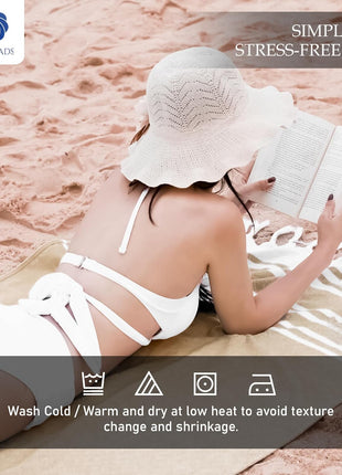 Cotton Turkish Beach Towel Towels Oversized 36"X72" Pool Absorbent Extra Large Quick Dry Sand Travel Towel (Beige, 4 Pack)