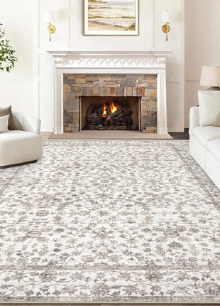 Moroccan Large Area Rug 5X7 - Soft Machine Washable Geometric Boho Distressed Farmhouse Rug Morden Stain Resistant Indoor Floor Carpet for Bedroom Dining Table Nursery Home Office (5 X 7, Beige)