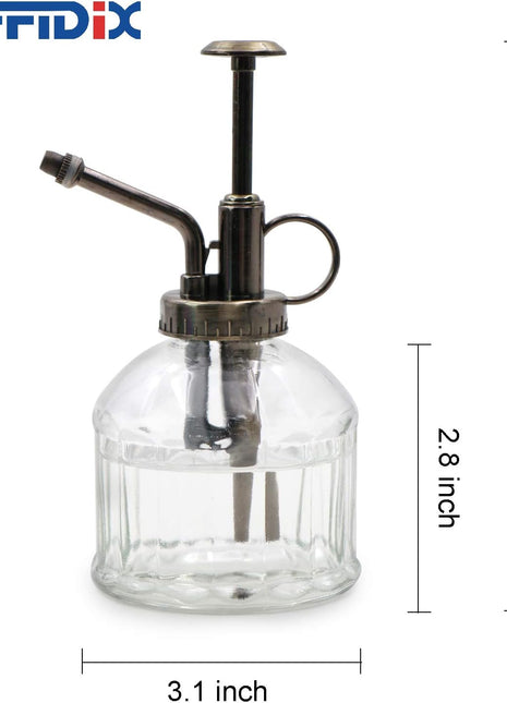 Transparent Glass Watering Spray Bottle,Plant Mister with Plastic Bronze Plastic Top Pump, Glass Small Watering Can for Indoor Potted Plant, Outdoor Indoor Garden, Plants, Cleaning Solutions
