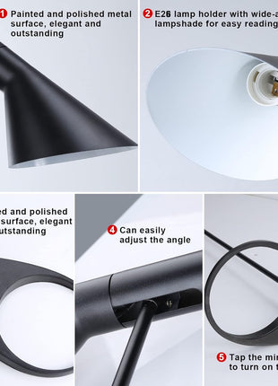 Tall Standing Floor Lamp for Living Room Modern Metal Stand Lights for Office Corner Lamps LED Black Floor Lamp with Adjustable Head E26 Socket for Bedroom Bedside Reading (Black)