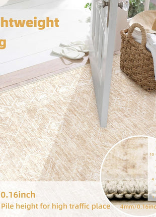 Moroccan Large Area Rug 5X7 - Soft Machine Washable Geometric Boho Distressed Farmhouse Rug Morden Stain Resistant Indoor Floor Carpet for Bedroom Dining Table Nursery Home Office (5 X 7, Beige)