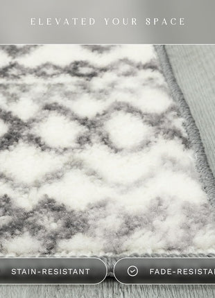 Abstract Diamond Modern Distressed Non Slip Runner Rug for Hallway Entry Way Floor Carpet [Made in USA], 2'6 X 10, Neutral
