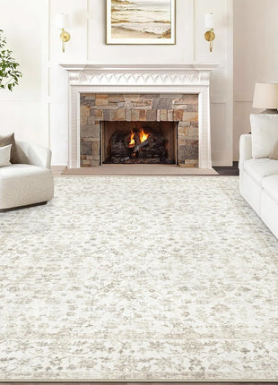 Moroccan Large Area Rug 5X7 - Soft Machine Washable Geometric Boho Distressed Farmhouse Rug Morden Stain Resistant Indoor Floor Carpet for Bedroom Dining Table Nursery Home Office (5 X 7, Beige)