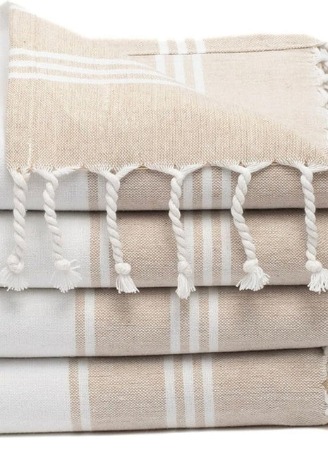 Cotton Turkish Beach Towel Towels Oversized 36"X72" Pool Absorbent Extra Large Quick Dry Sand Travel Towel (Beige, 4 Pack)