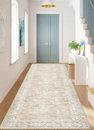 Moroccan Large Area Rug 5X7 - Soft Machine Washable Geometric Boho Distressed Farmhouse Rug Morden Stain Resistant Indoor Floor Carpet for Bedroom Dining Table Nursery Home Office (5 X 7, Beige)